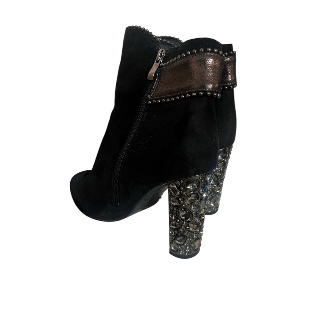 Nancy Li Suede Crystal Heel Booties – Size 10 - Picture 9 of 9